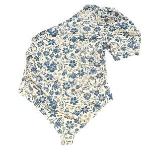 FREE PEOPLE INTIMATES women's somethin' bout you floral 1-shoulder bodysuit, XL.